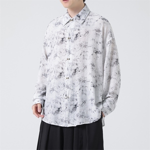 C8602 P70 无影墻 高品质新中式风唐装汉服衬衫长袖印花图片