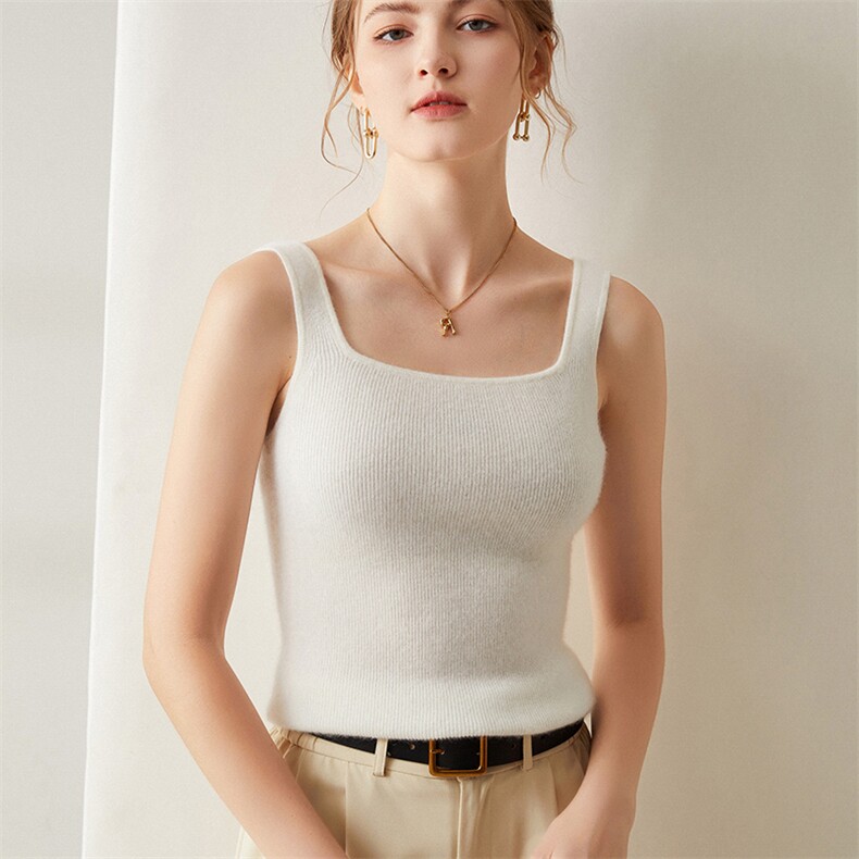 2025年秋季新款百搭女士方领吊带，女装羊绒衫，尚达羊绒