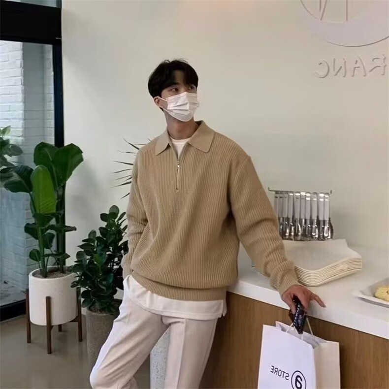 B321P48秋冬男装修身短款毛衣翻领男装上衣,男装针织衫/毛衣,星座512-6