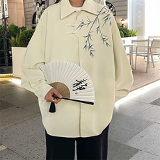 风绣花长袖衬衫风印花宽松版型百搭打底衫CS930P-45，男装衬衫，电商A128