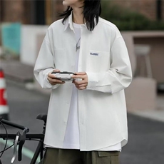 日系刺绣衬衫男女春秋宽松潮流cityboy长袖衬衣工装潮牌休闲外套，男装衬衫，星座1210-1