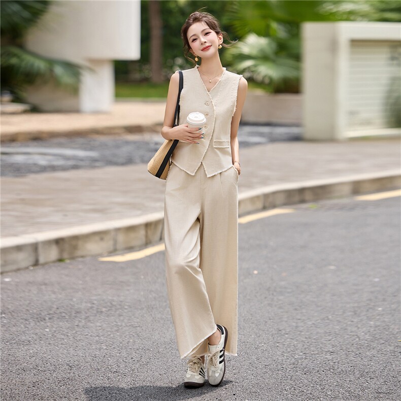 现货棉麻套装女2026年夏季夏季新款女装时尚气质休闲通勤两件套,女装套装/套裙,关键词