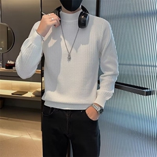 圆领毛衣男秋冬季修身软糯纯色毛线上衣服保暖打底男士针织衫M803，男装针织衫/毛衣，星座1116A-2（原606A-1）