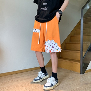 8XL-M 特大码夏季新款五分裤vibe破洞拼接高街格子短裤DK1517P57图片
