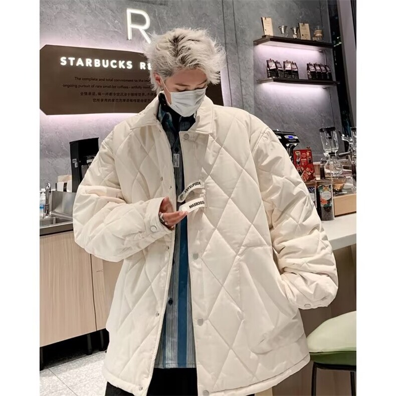 羽绒棉服男款冬季美式轻薄棉衣外套男生菱形格DW90P85,男装棉衣,星座1116-2