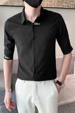 痞帅夏季男经典刺绣中袖衬衫男五分袖寸衣301A-1/CS361/P55，男装衬衫，星座301A-1