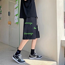 字母植绒刺绣牛仔裤男夏季美式hiphop阔腿裤NK509P40，男装牛仔裤，星座1116-2