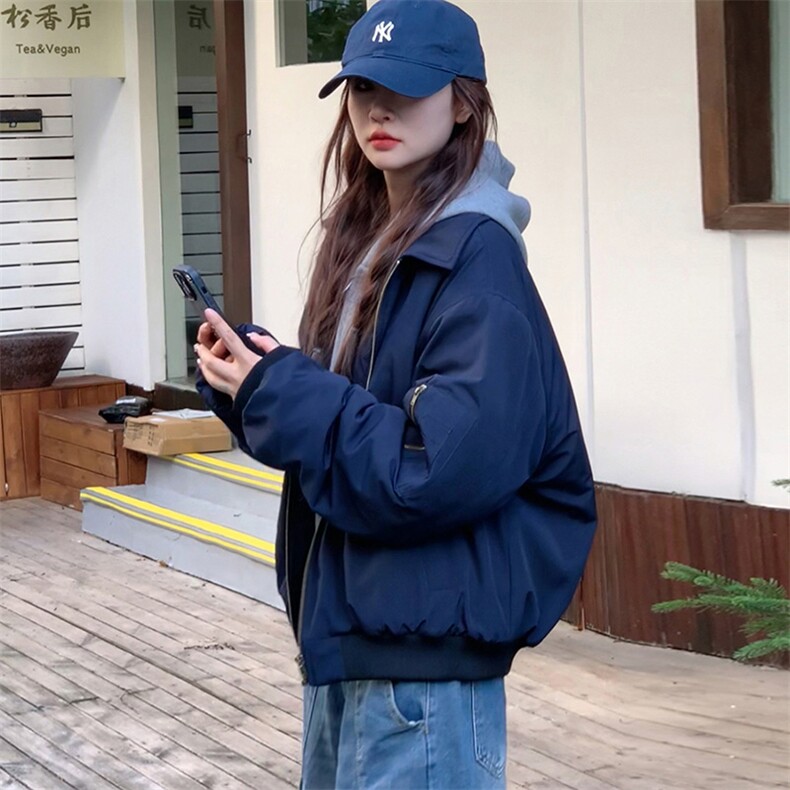 美式高街复古老钱风薄款夹克冲锋衣男女纯色休闲宽松boxy飞行外套,男装夹克,电商A443