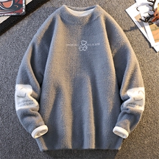 秋冬季水貂绒毛衣男装学院针织衫大码上衣圆领A266-ZZS5509-P48，男装针织衫/毛衣，电商A266