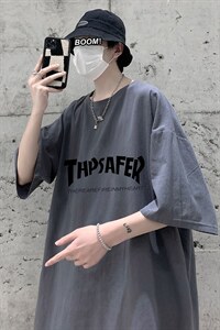 YT26007-P30 亚短袖t恤男大码五分袖男宽松七分袖 港风模特图片