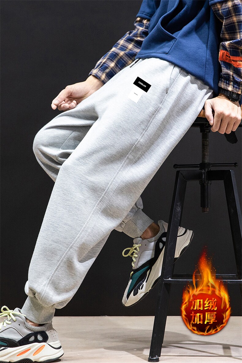 K12119-P40加绒P50束脚纯棉运动裤男士休闲裤大码宽松卫裤男,男装休闲裤,电商A040A