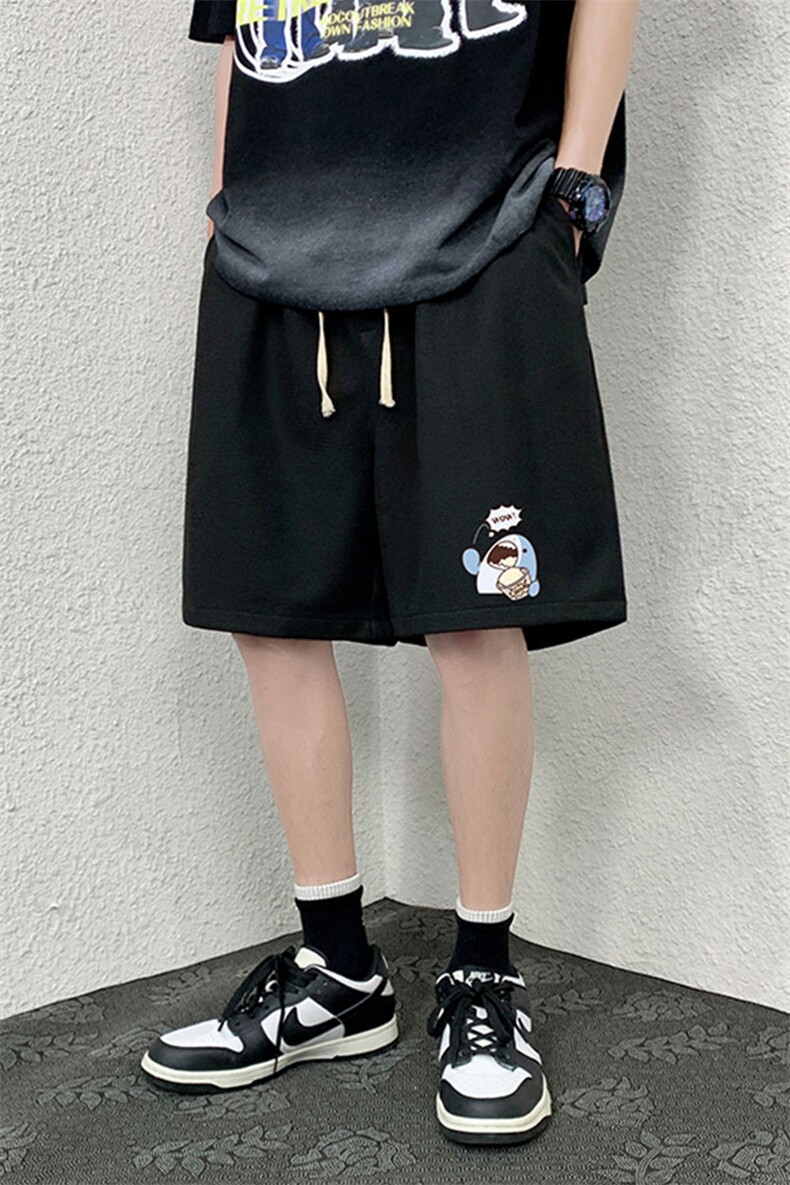 HD74239-P22华夫格短裤男大码宽松五分裤男直筒中裤,男装休闲裤,电商A040