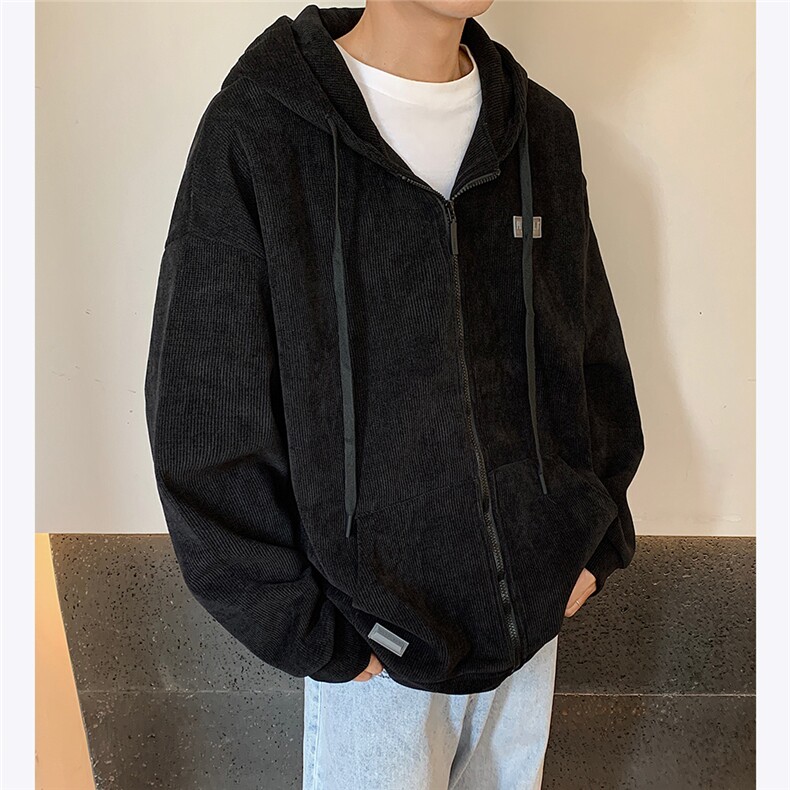 主推灯芯绒外套男复古美式连帽开衫卫衣秋季夹克潮流P88,男装夹克,电商C306-1