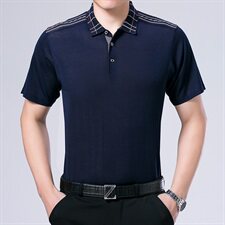 2021夏季新款大码男士T恤桑蚕丝翻领POLO衫1107，男装T恤，星座1203