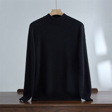 秋冬新款男士100澳洲羊毛七针加厚半高领针织套头上衣时尚百搭，男装针织衫/毛衣，达齐羊绒