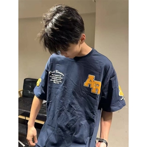 万针全刺绣工艺抖音得物高品质260克重磅纯棉双纱美式高街短袖T恤图片