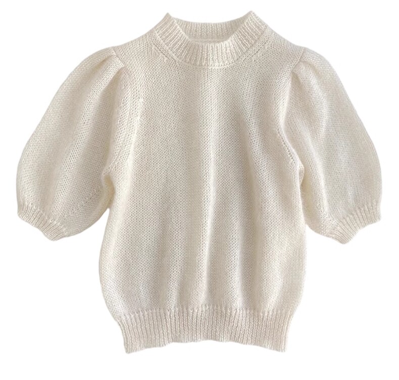 圆领纯色女士简约时尚显瘦潮流针织短袖上衣，女装T恤，恩泰羊绒