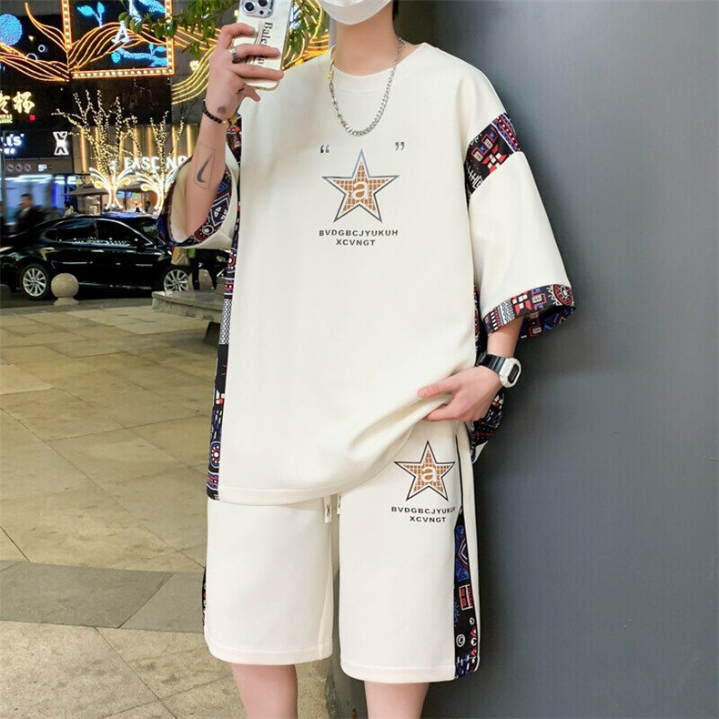 2025新款青少年休闲短袖套装面料超好大货以备,男装休闲套装,星座1206（原A206）