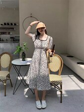 [现货]波点收腰显瘦连衣裙，两色、三个尺码，女装连衣裙，依柏璐(1F)