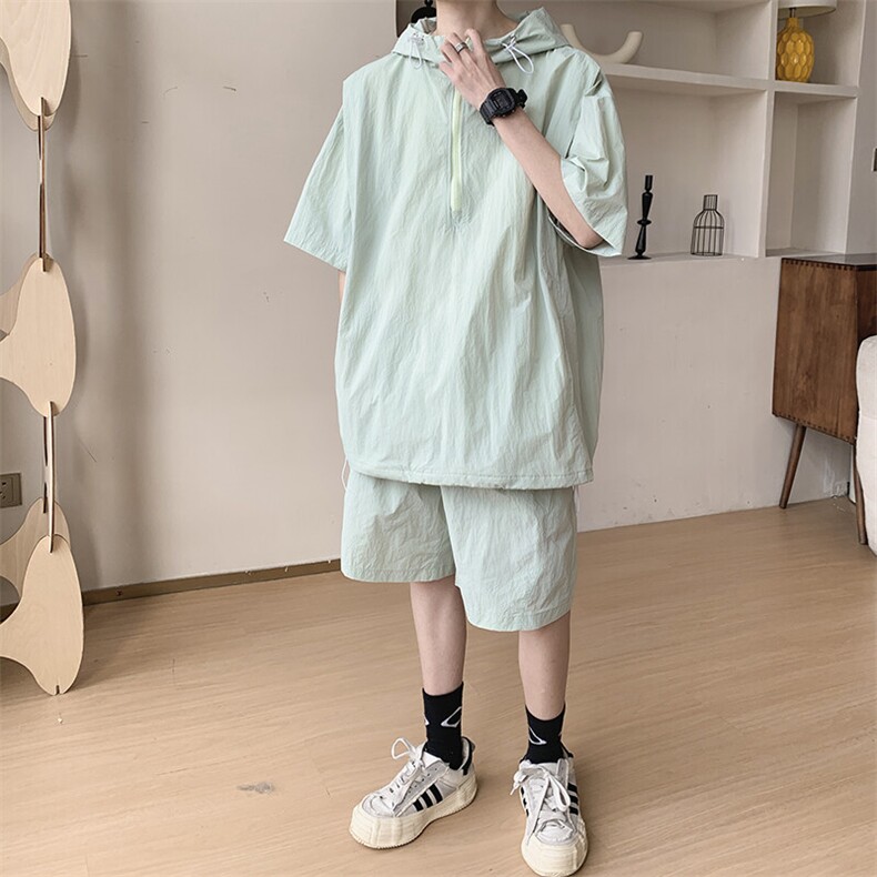 8XL-M休闲运动套装大码工装短袖冰丝薄款连帽户外防晒衣TZ1701P68,男装休闲套装,电商B238