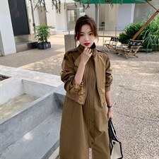 2022秋新款假两件加长风衣251-605-P185-K248，女装风衣，浙宝189