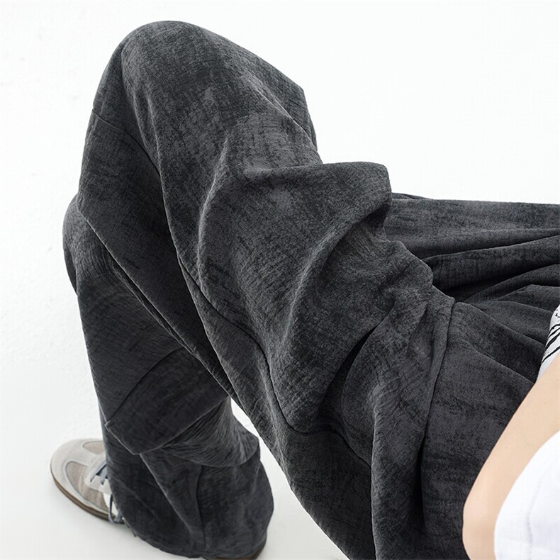 8XL-M 冰丝棉麻阔腿裤男防晒凉凉裤垂感直筒休闲扎染山本裤K9138图片