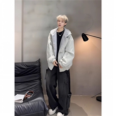 MY31-P95-现货！冬季加厚连帽皮衣座山雕显瘦宽松棉服外套，男装皮衣，星座1811B