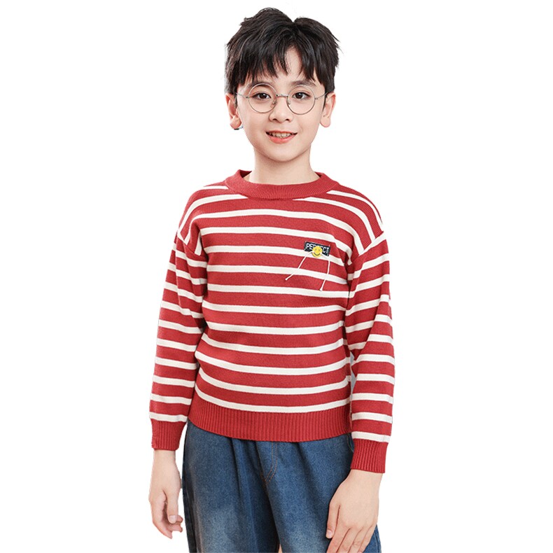 新款儿童长袖针织衫秋冬季加厚保暖条纹毛衣,童装儿童针织衫,暖姿羊绒童装店
