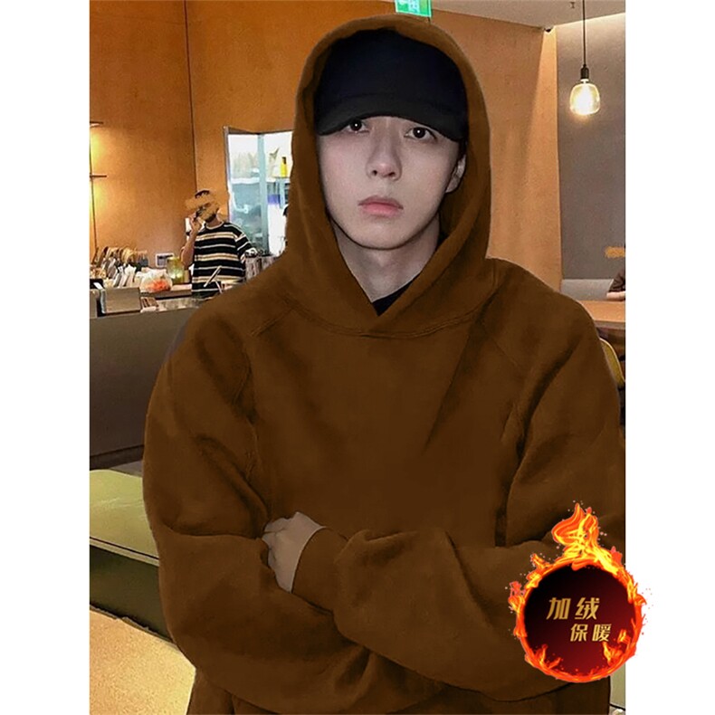 无帽绳版抖音得物高品质二开480克加绒加厚连帽卫衣外套DWS66，男装卫衣，电商A486