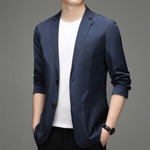 休闲西装男春秋薄款2023秋季新爸爸单西上衣中年男士西服外套图片