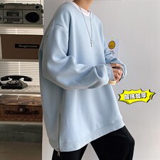 2021冬季新短句港风大码男女拉链圆领套头加绒加厚卫衣W5203-P45，男装卫衣，电商A001