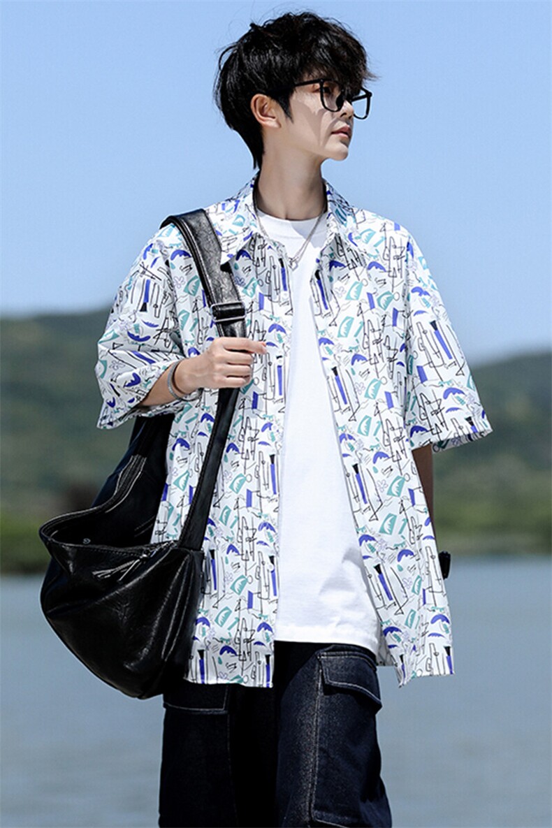 8XL-M花衬衫男短袖夏季薄款冰丝半袖宽松大码休闲外套DC28008P38,男装衬衫,电商B312