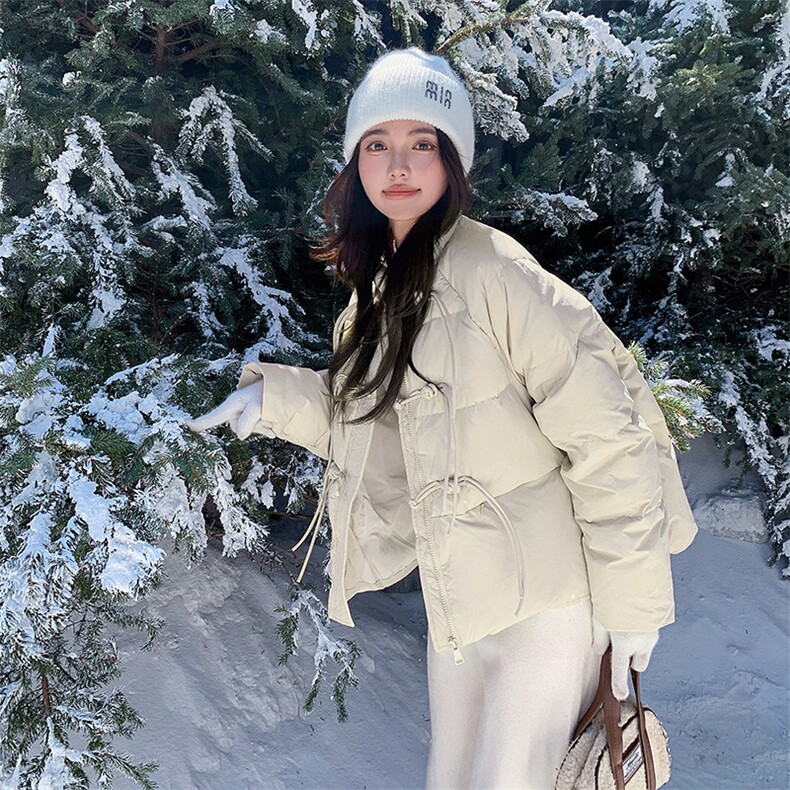 新中式国风盘扣羽绒服女冬2024新款甜美风减龄超好看白鸭绒面包服,女装羽绒服,2C122