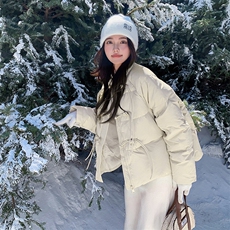 新中式国风盘扣羽绒服女冬2024新款甜美风减龄超好看白鸭绒面包服，女装羽绒服，2C122