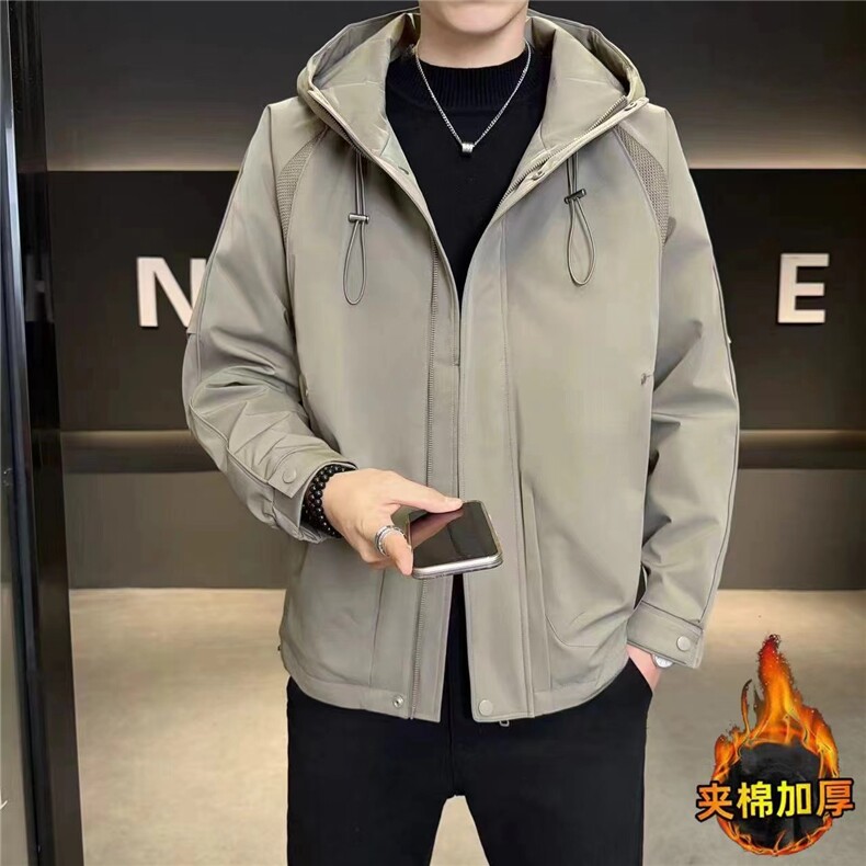 加棉加厚男士秋冬新款连帽青年简约休闲保暖夹克外套NM826-P110,男装夹克,星座310B-3