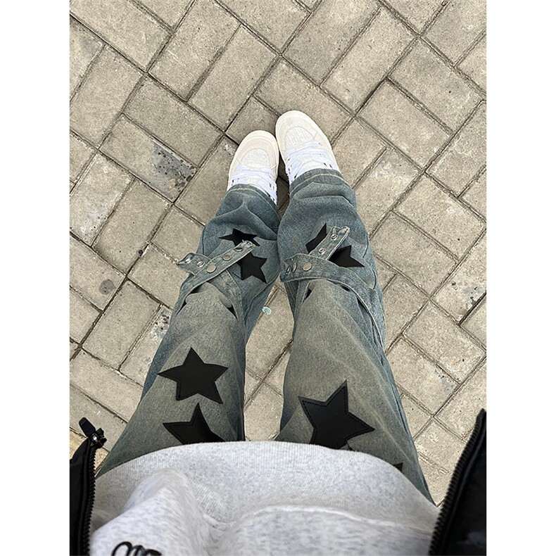自家图，不拿货星星牛仔裤男微喇叭cleanfit裤子-KZA31-P70,男装牛仔裤,星座1007（原301D）