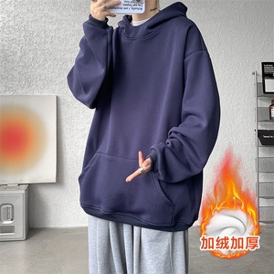 8XL-M连帽卫衣硬挺连帽卫衣男美式复古重磅帽衫加绒外套WY9105P68图片