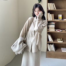 现货衬衫马甲腰带长款半身裙三件套2C239-H58-P185-K268，女装套装/套裙，2C239
