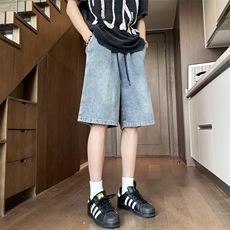 牛仔短裤男夏季薄款美式高街中裤直筒宽松五分裤子男款N225，男装牛仔裤，星座1116A-1（原606A）