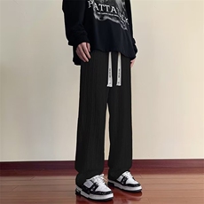 设计感裤子男春秋垂感阔腿裤高街ins潮宽松褶皱休闲长裤YK05-P40，男装休闲裤，星座1008