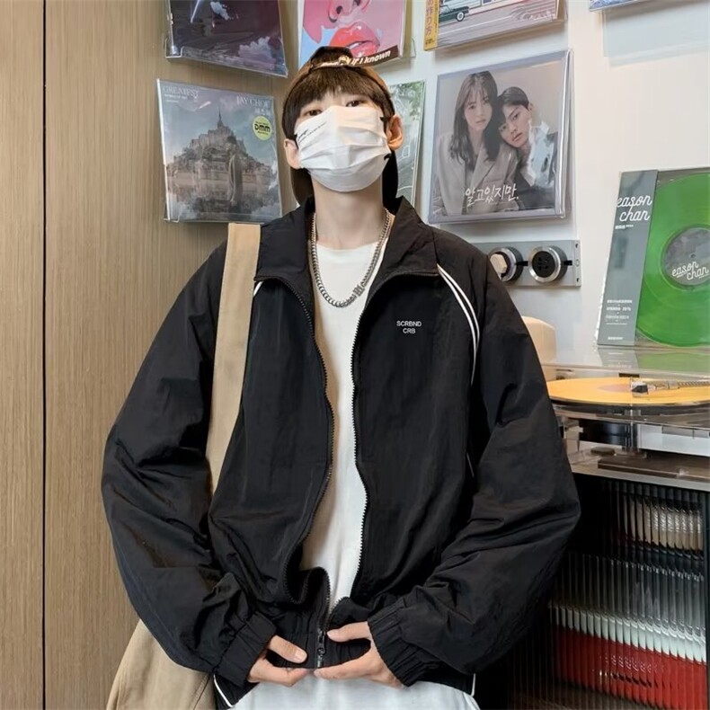 新款刺绣立领外套男春秋潮牌情侣宽松痞帅美式夹克冲锋衣JK101,男装夹克,星座1116A-1（原606A）