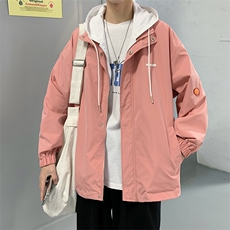 学院风夹克男春秋季男士休闲连帽外套潮流臂章A266-JK2122-P55，男装夹克，电商A266