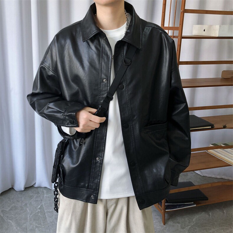 现货-春装皮衣外套男PU机车服皮夹克上衣2025新款A560p95绒105,男装夹克,电商A351