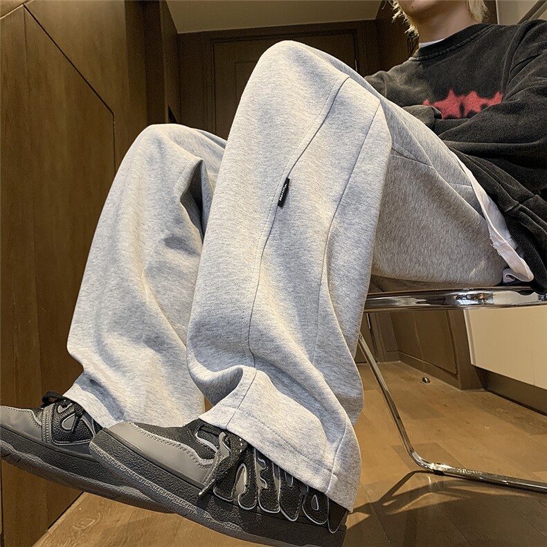 抖音直播得物2025秋冬港风新品纯色运动裤卫裤K021P45,男装休闲裤,电商042