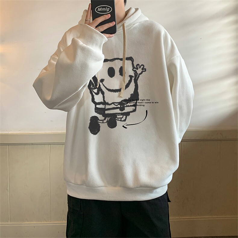 海绵宝宝纯棉连帽卫衣男大码运动帽衫宽松薄WY2245-P35加绒款-P40图片