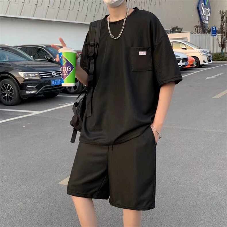 夏季t恤套装男潮牌休闲运动短袖短裤两件套TA202P38,男装休闲套装,星座1116-2