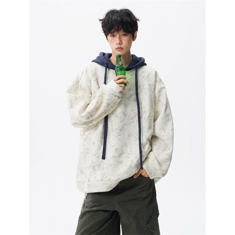 现货WY10166-特P48控88美式复古撞色解构拼接大码男宽松情侣卫衣,男装卫衣,电商A059