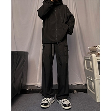 日系秋季新款调节扣腰带休闲裤宽松直筒裤子B315-K23435-p50控68，男装休闲裤，电商B315
