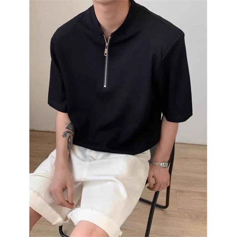 夏季新款短袖宽松高级感垫肩T恤男潮牌痞帅百搭体恤男LT50411-P33,男装T恤,星座1008