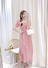 烫金碎花连衣裙，女装连衣裙，涞蒂丝